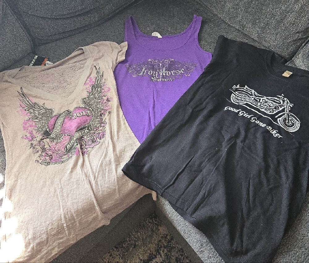 Biker Women's Tops - Black, Purple, Tan